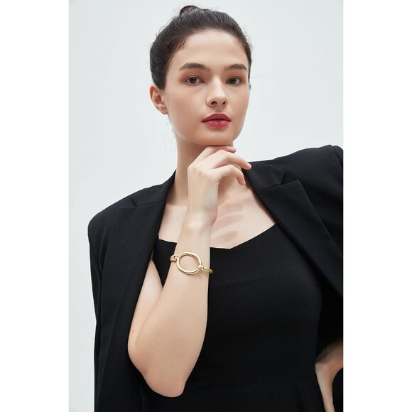 Gold Copper Cuff Bracelet Women Beaded Stackable Boho Jewelry Gift - Picture 6 of 8